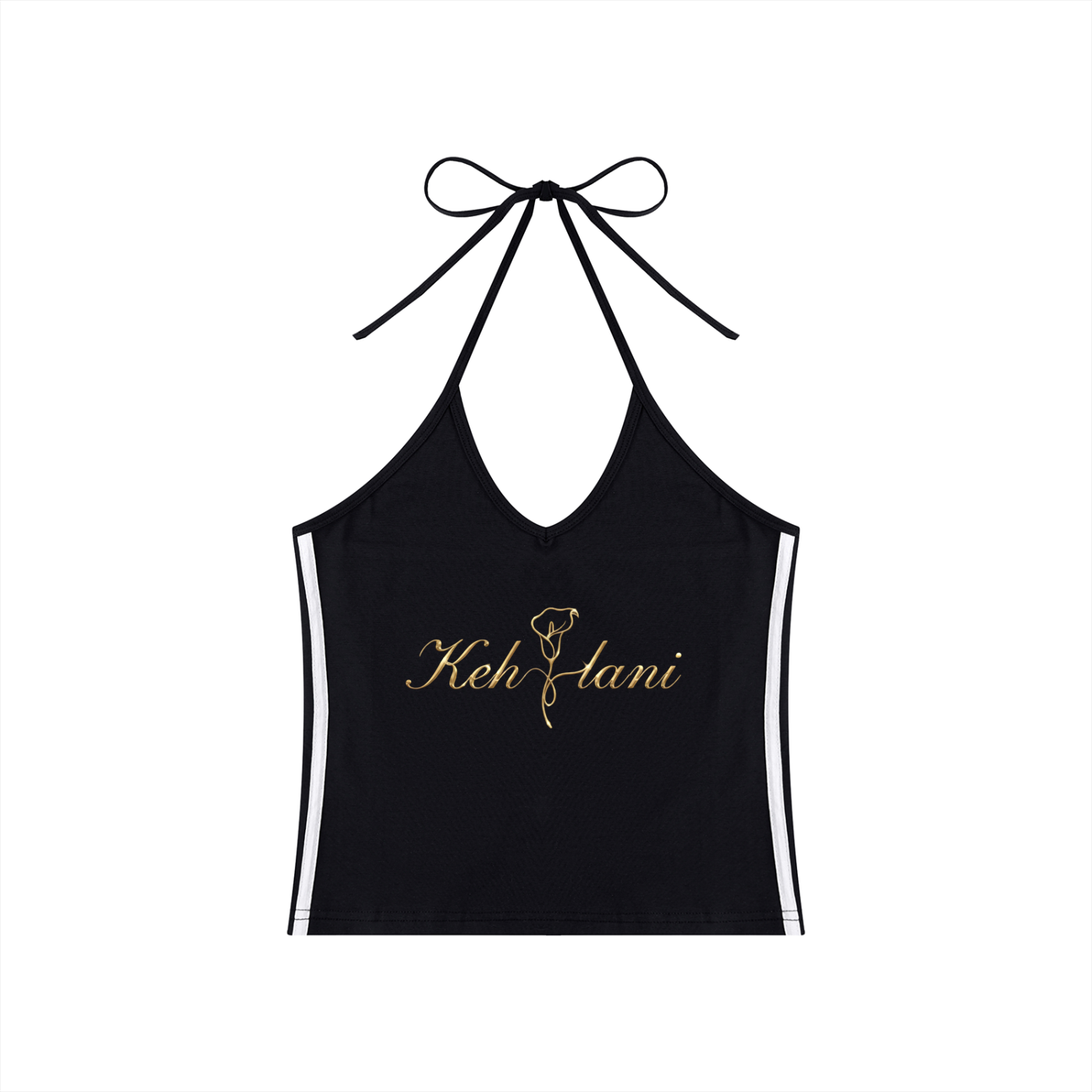 Cursive Kehlani Inspired Color Block Halter Crop Tank Top