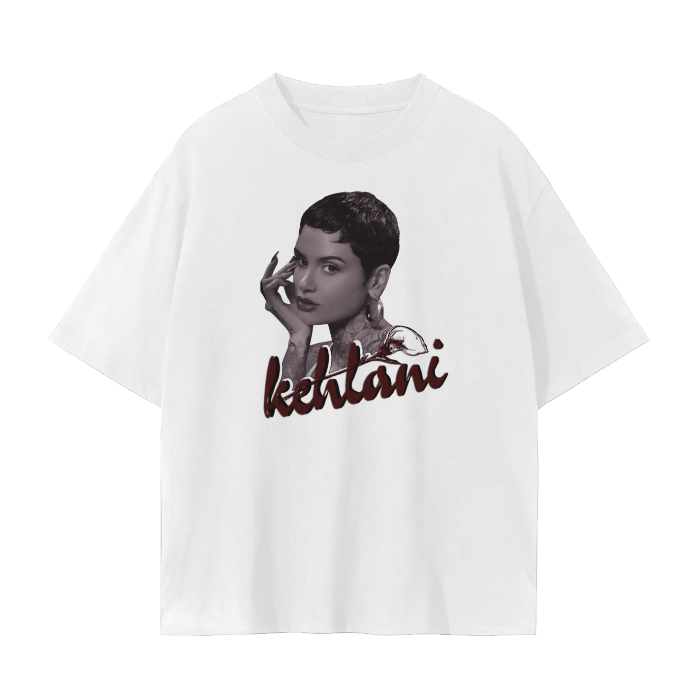 Kehlani Inspired Black Textured Portrait T-Shirt