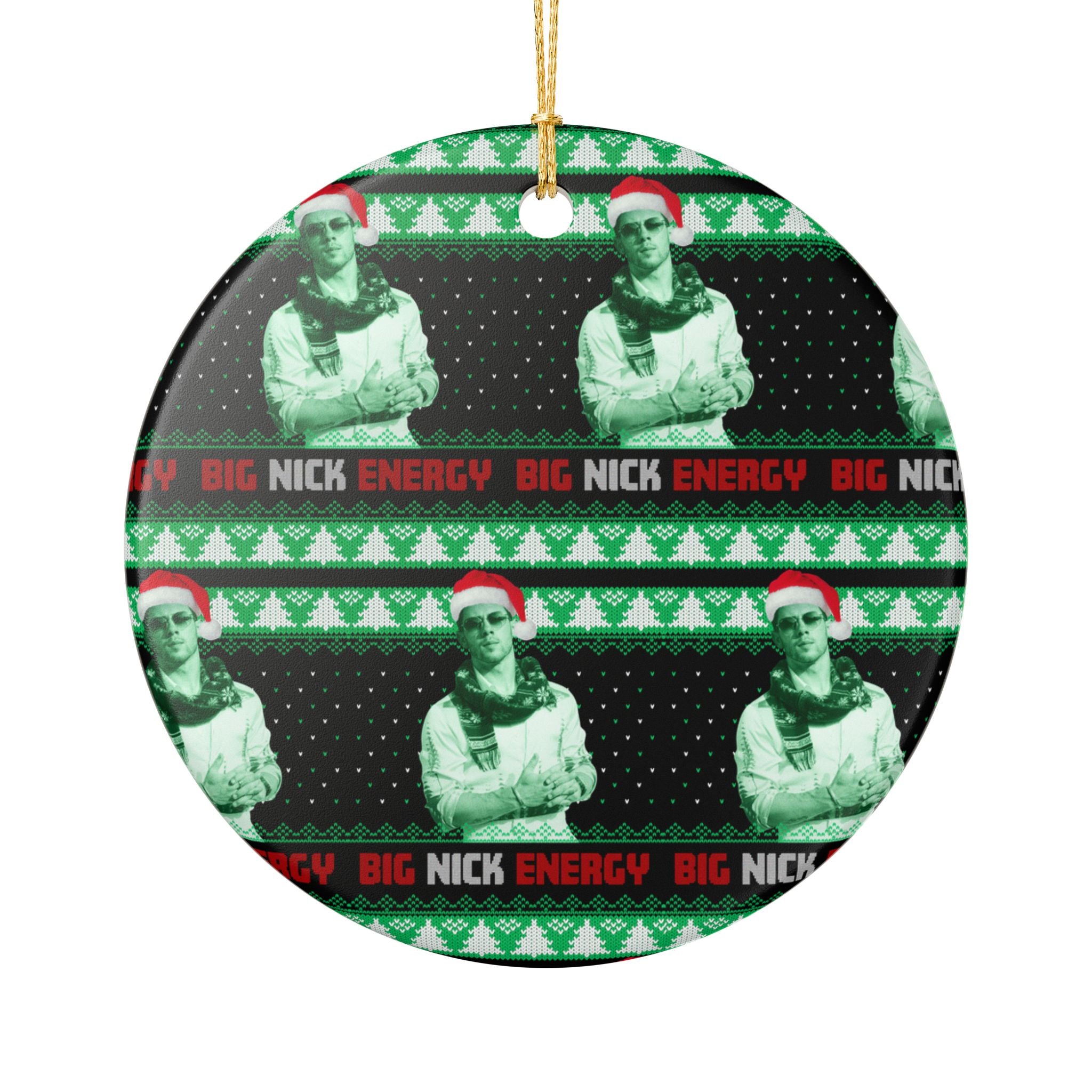 Nick Jonas Ugly Christmas Pattern Ornament (1pc), Jonas Brothers Inspired Christmas Decor