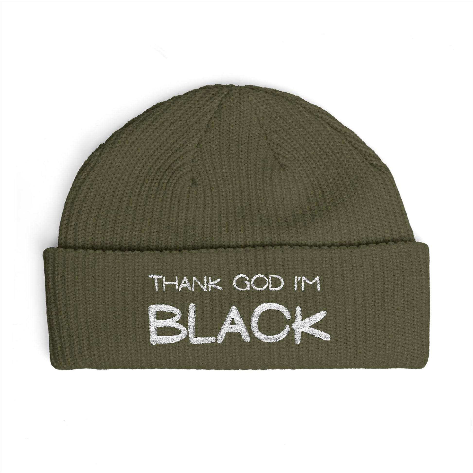 Thank God I'm Black Embroidered Cuff Beanie