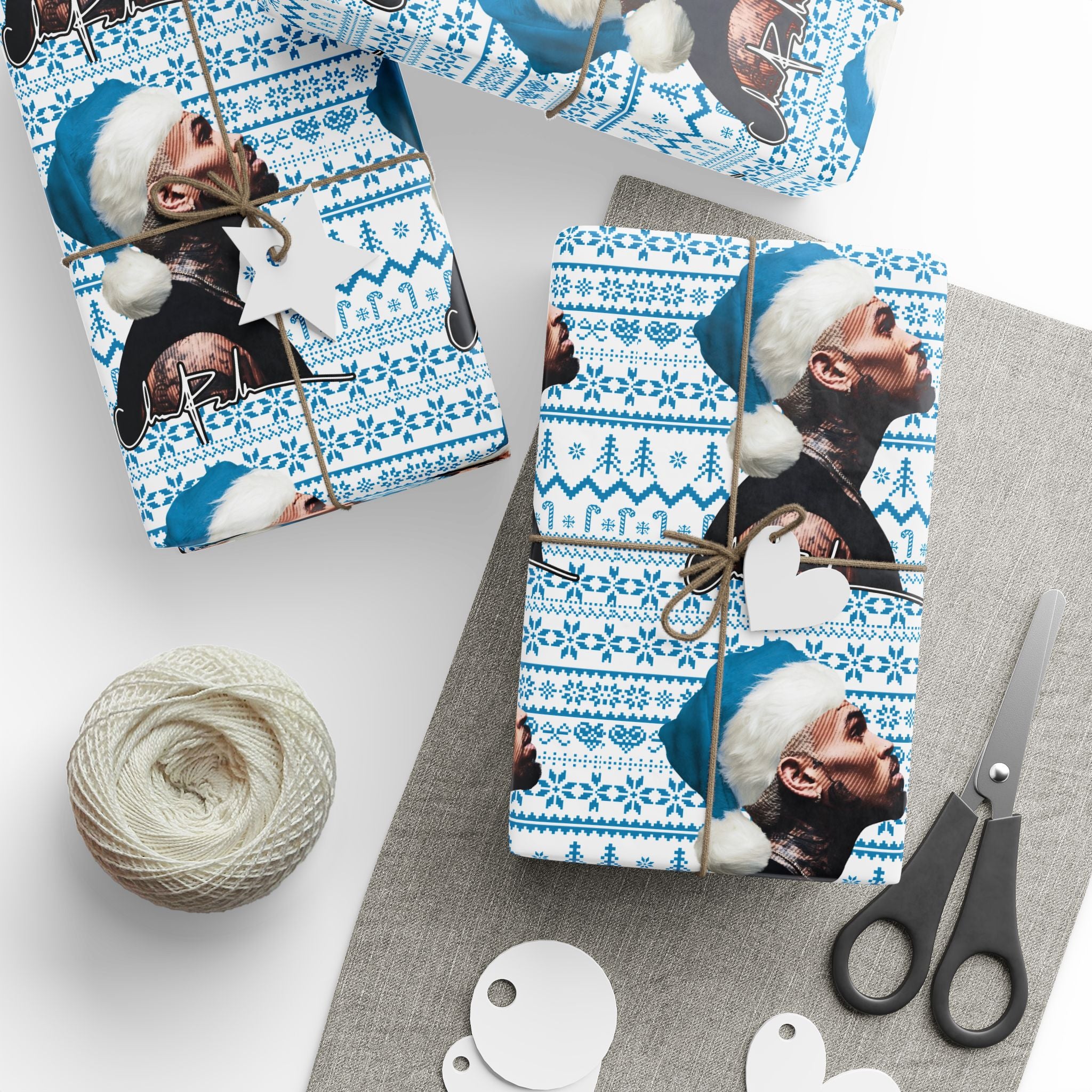 Chrismas Inspired Breezy Blue & White Wrapping Paper