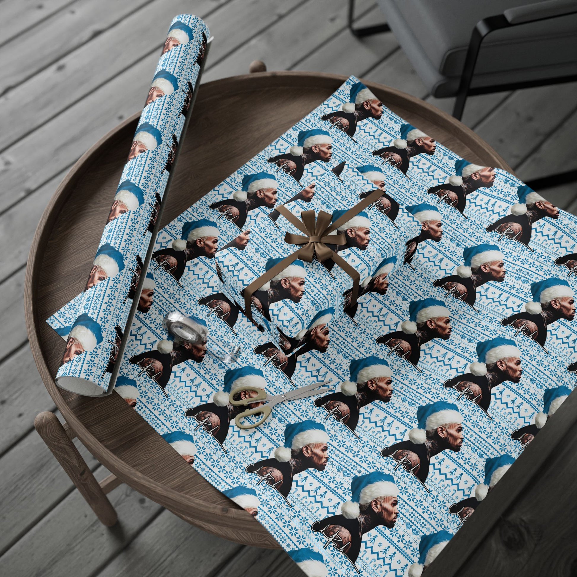 Chrismas Inspired Breezy Blue & White Wrapping Paper