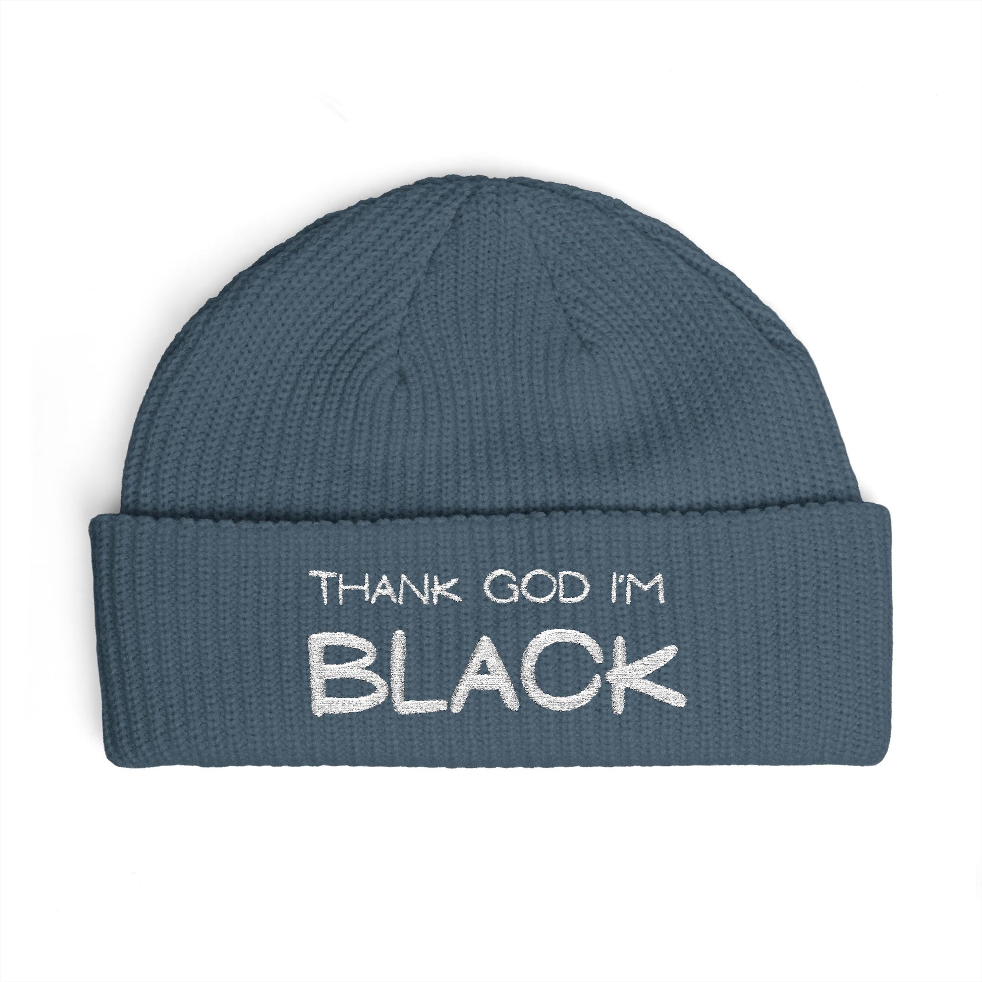 Thank God I'm Black Embroidered Cuff Beanie