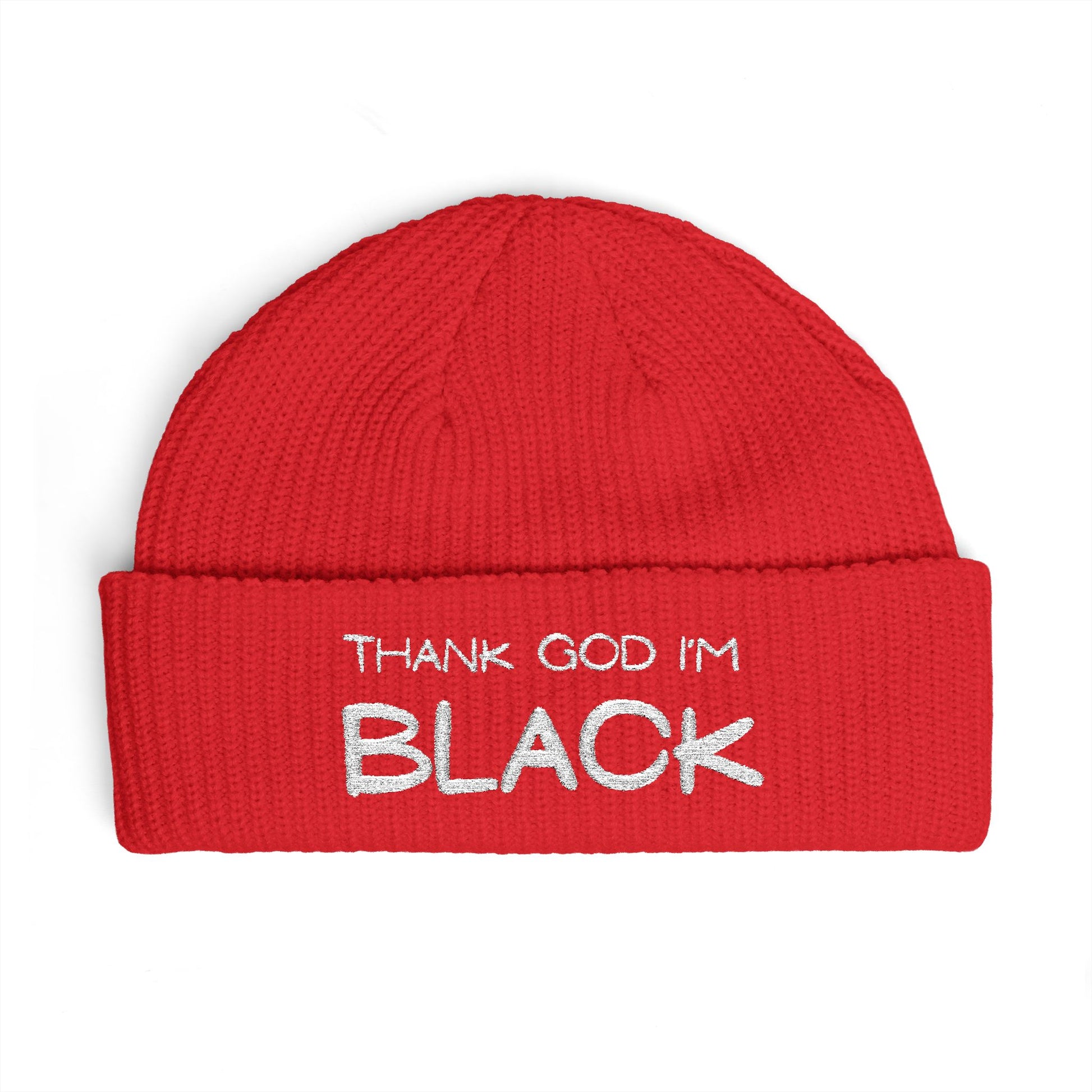 Thank God I'm Black Embroidered Cuff Beanie