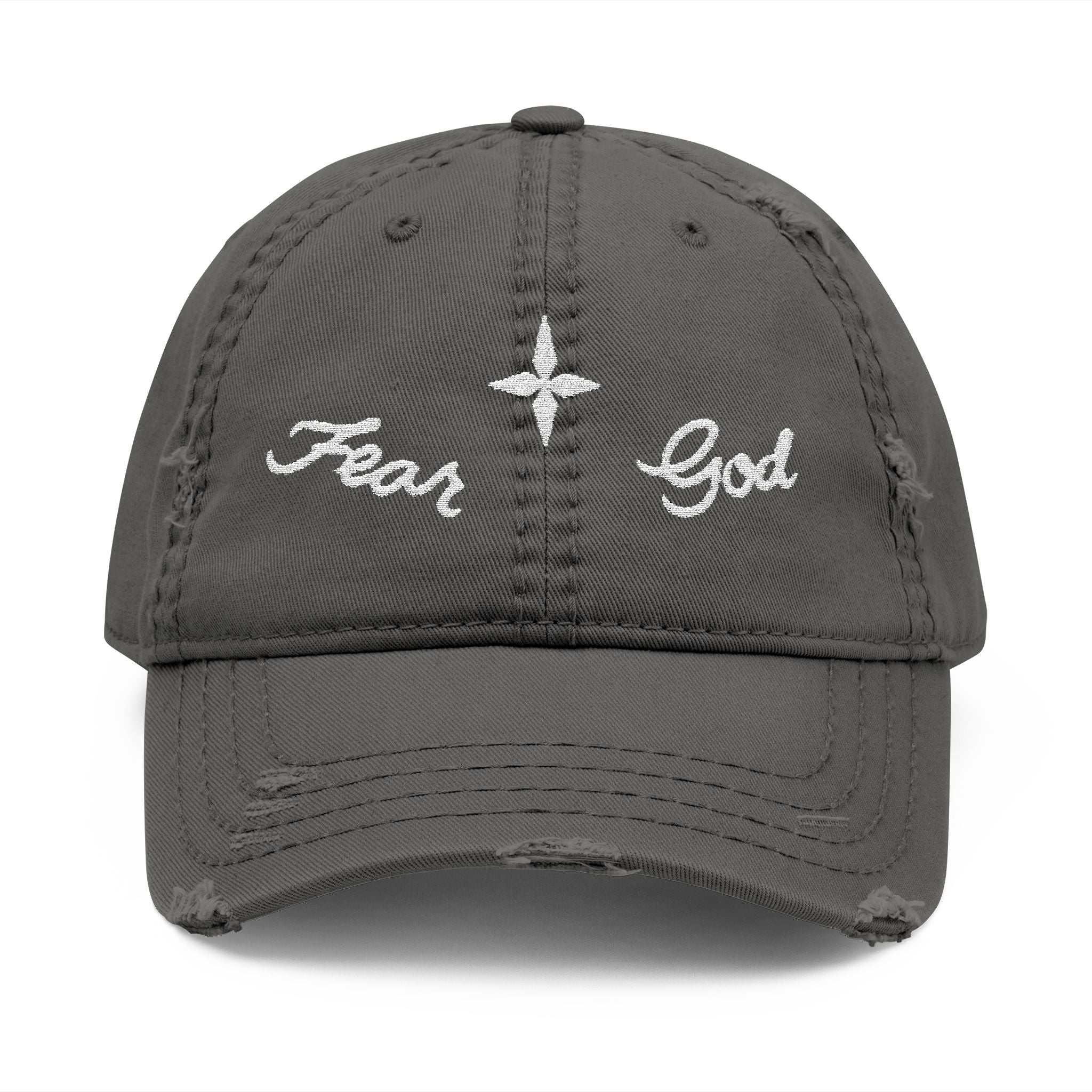Weezy Inspired Fear God Distressed Dad Hat (Embroidery)