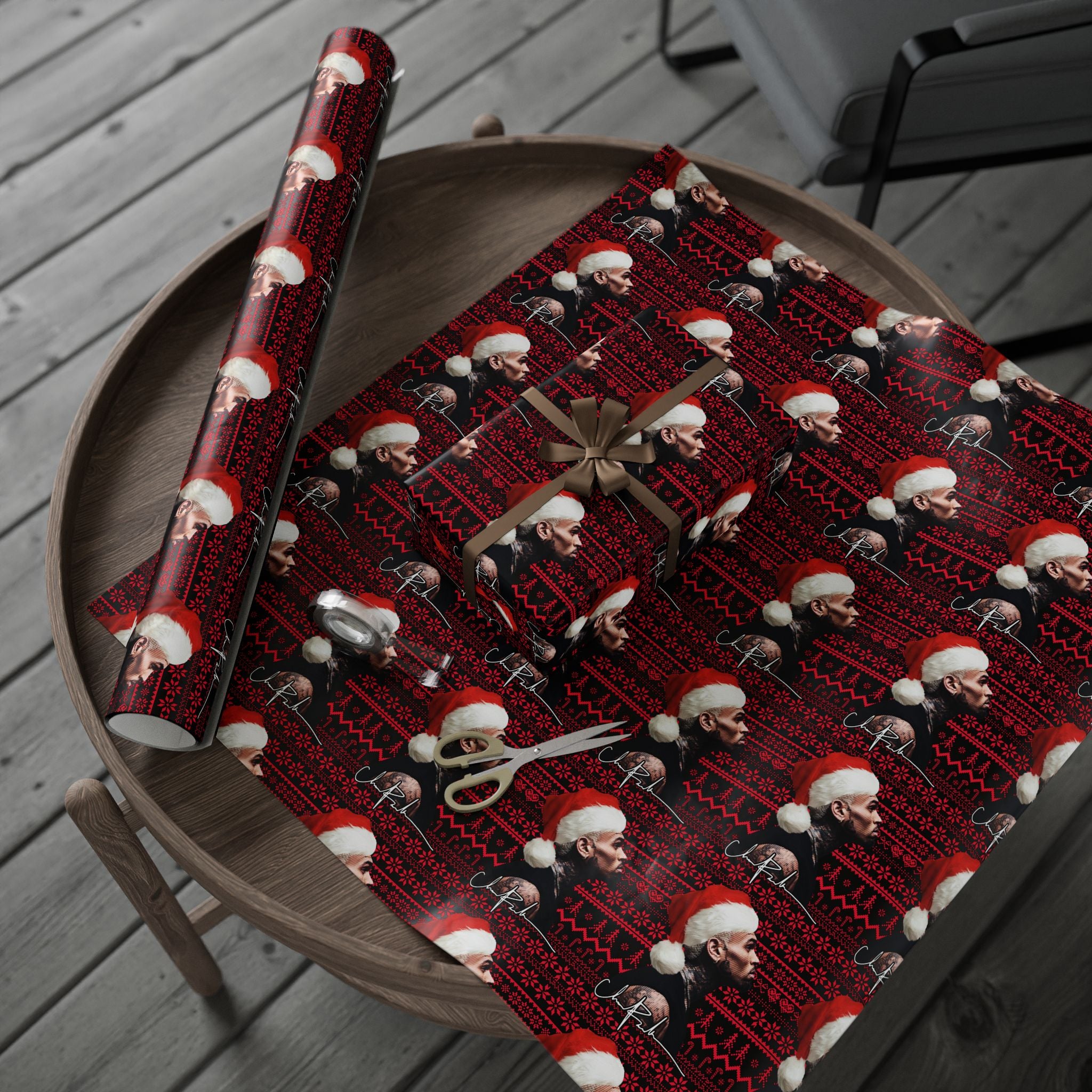 Chrismas Inspired Breezy Black & Red Wrapping Paper