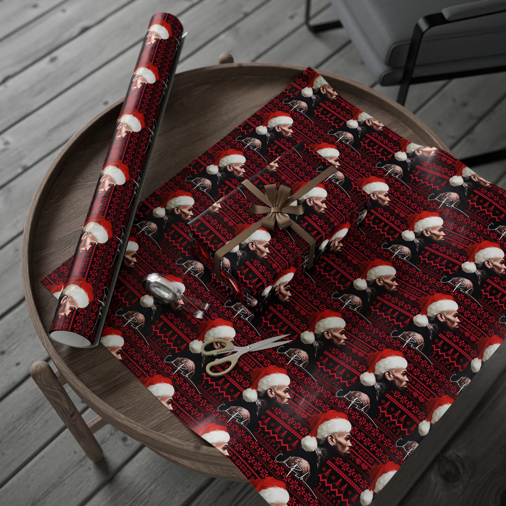 Chrismas Inspired Breezy Black & Red Wrapping Paper
