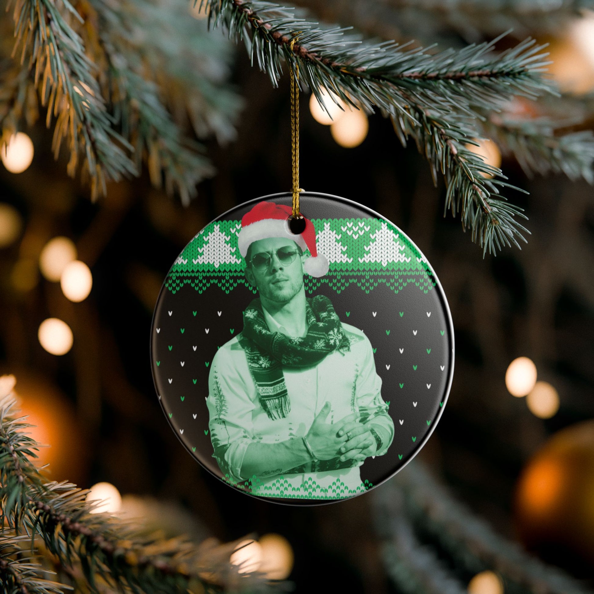 Nick Jonas Ugly Christmas Sweater Ornament (1pc), Jonas Brothers Inspired Christmas Decor