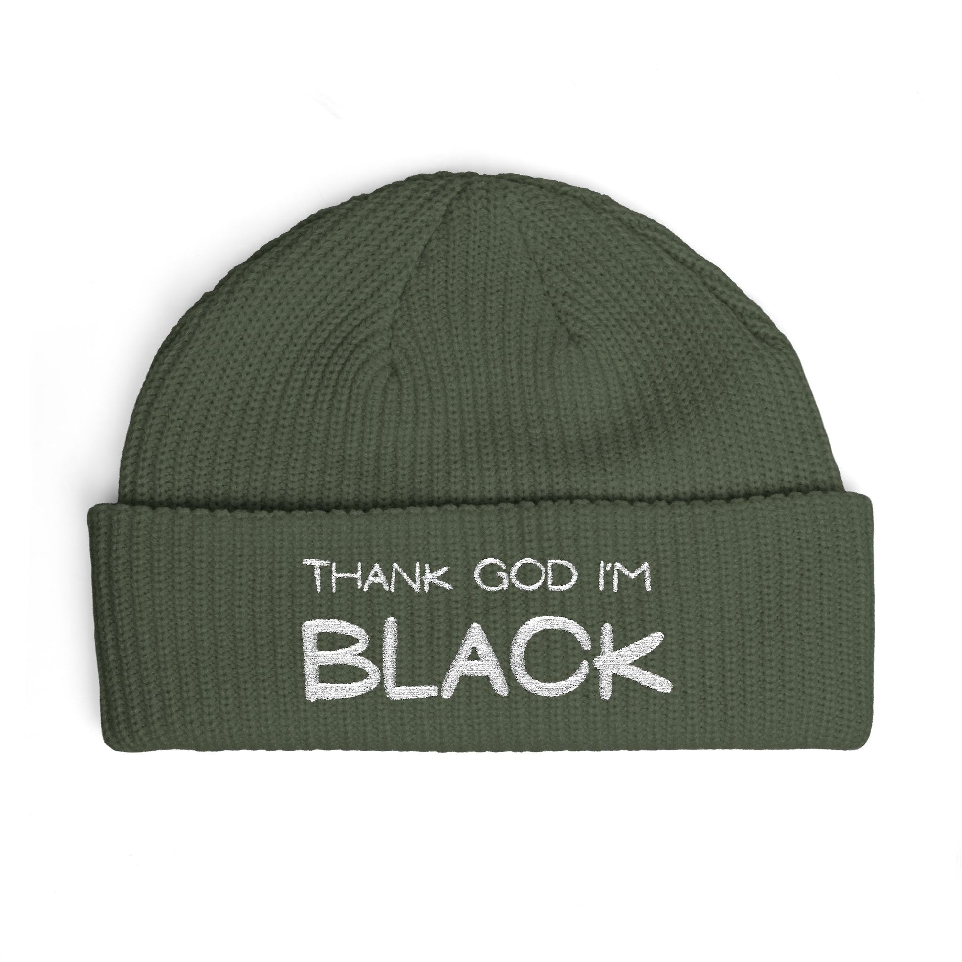 Thank God I'm Black Embroidered Cuff Beanie