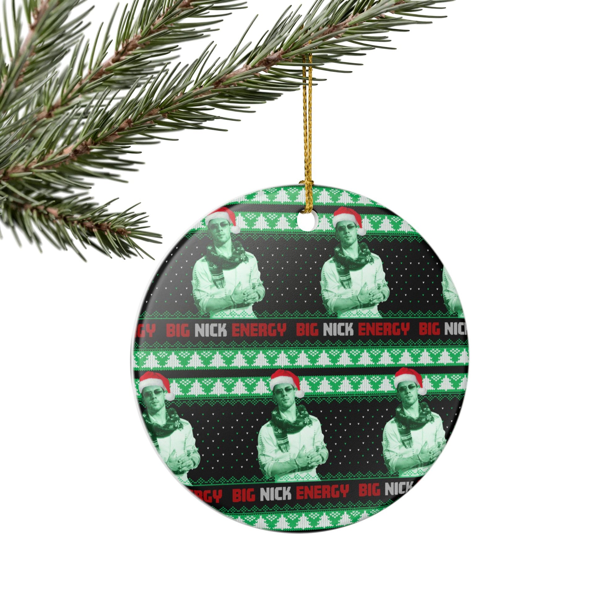Nick Jonas Ugly Christmas Pattern Ornament (1pc), Jonas Brothers Inspired Christmas Decor