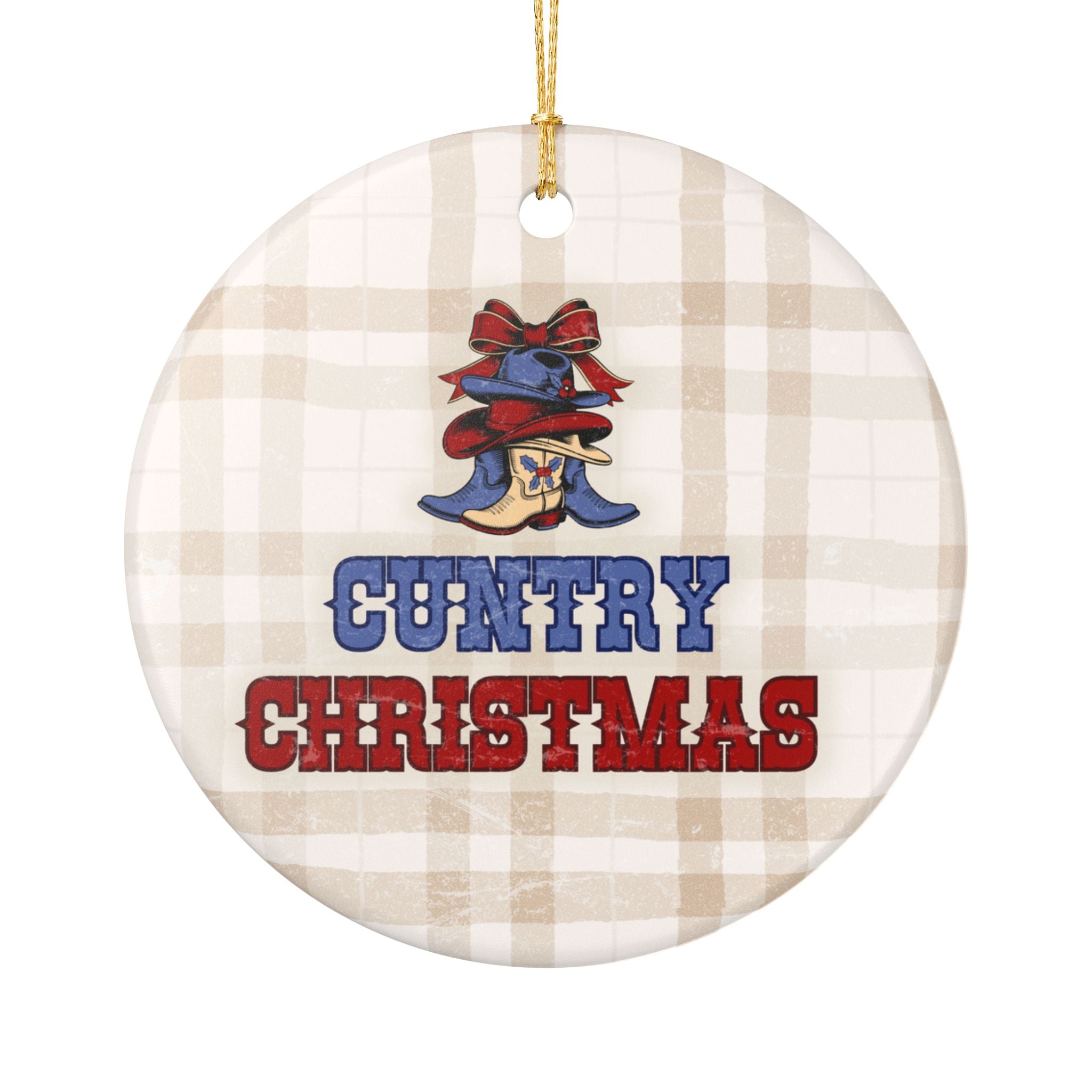 Cuntry Christmas Ceramic Ornament