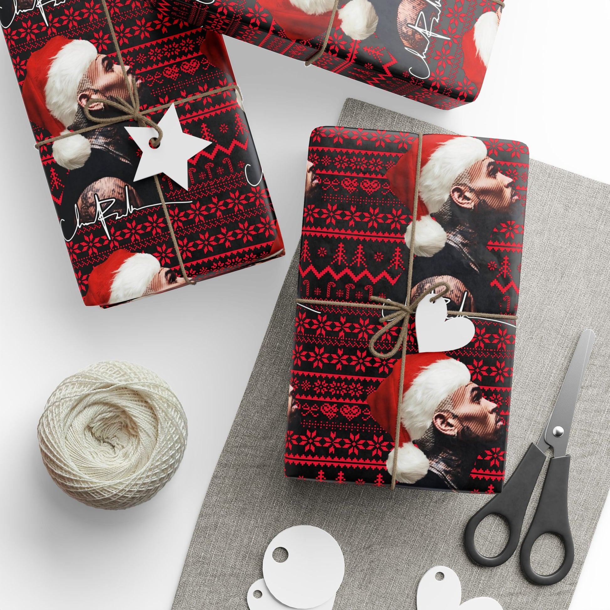 Chrismas Inspired Breezy Black & Red Wrapping Paper