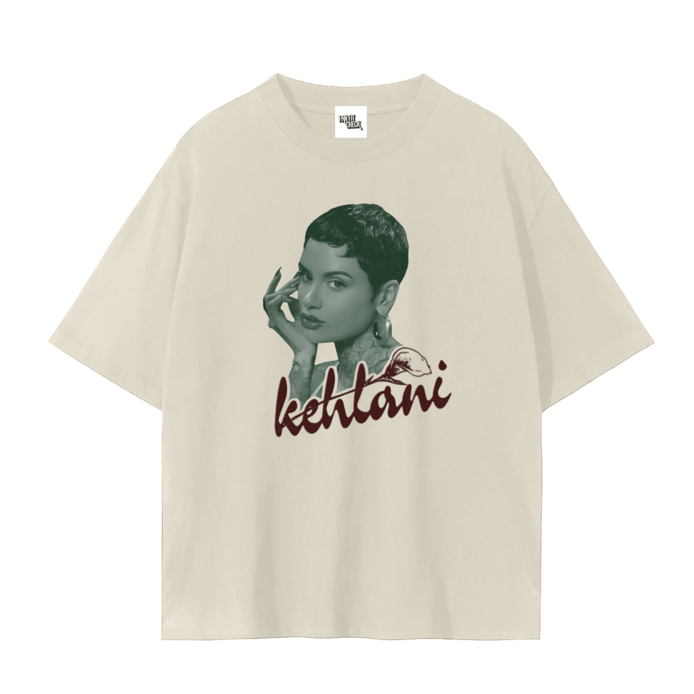 Kehlani Inspired Green/Burgundy Textured Portrait T-Shirt