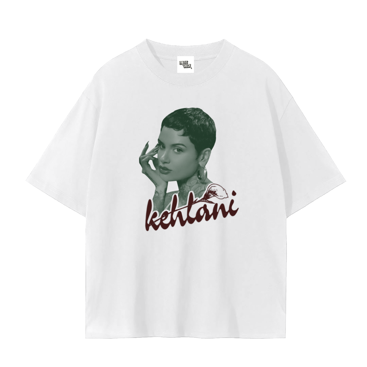 Kehlani Inspired Green/Burgundy Textured Portrait T-Shirt