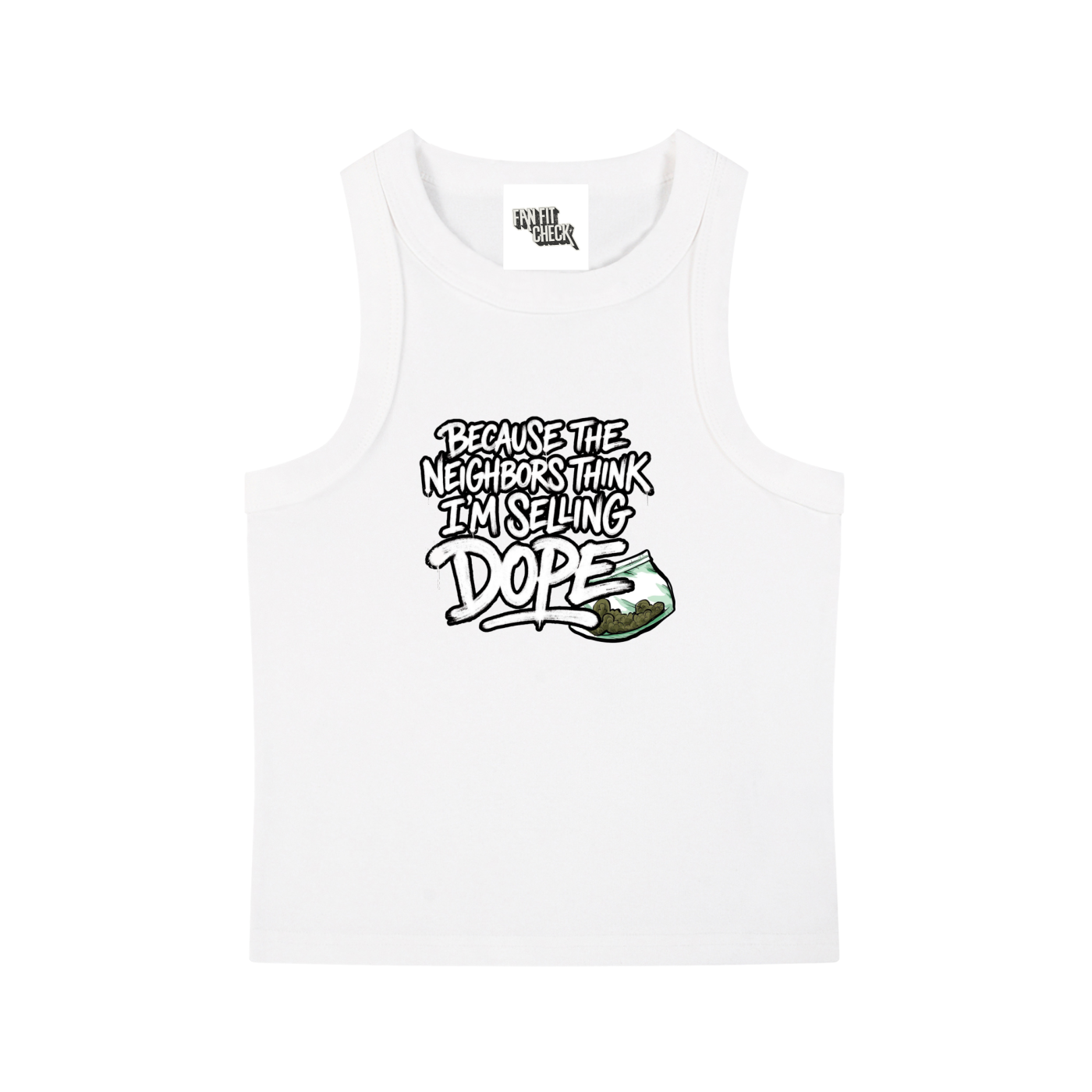 J Cole Inspired Neighbors White Crop Tank