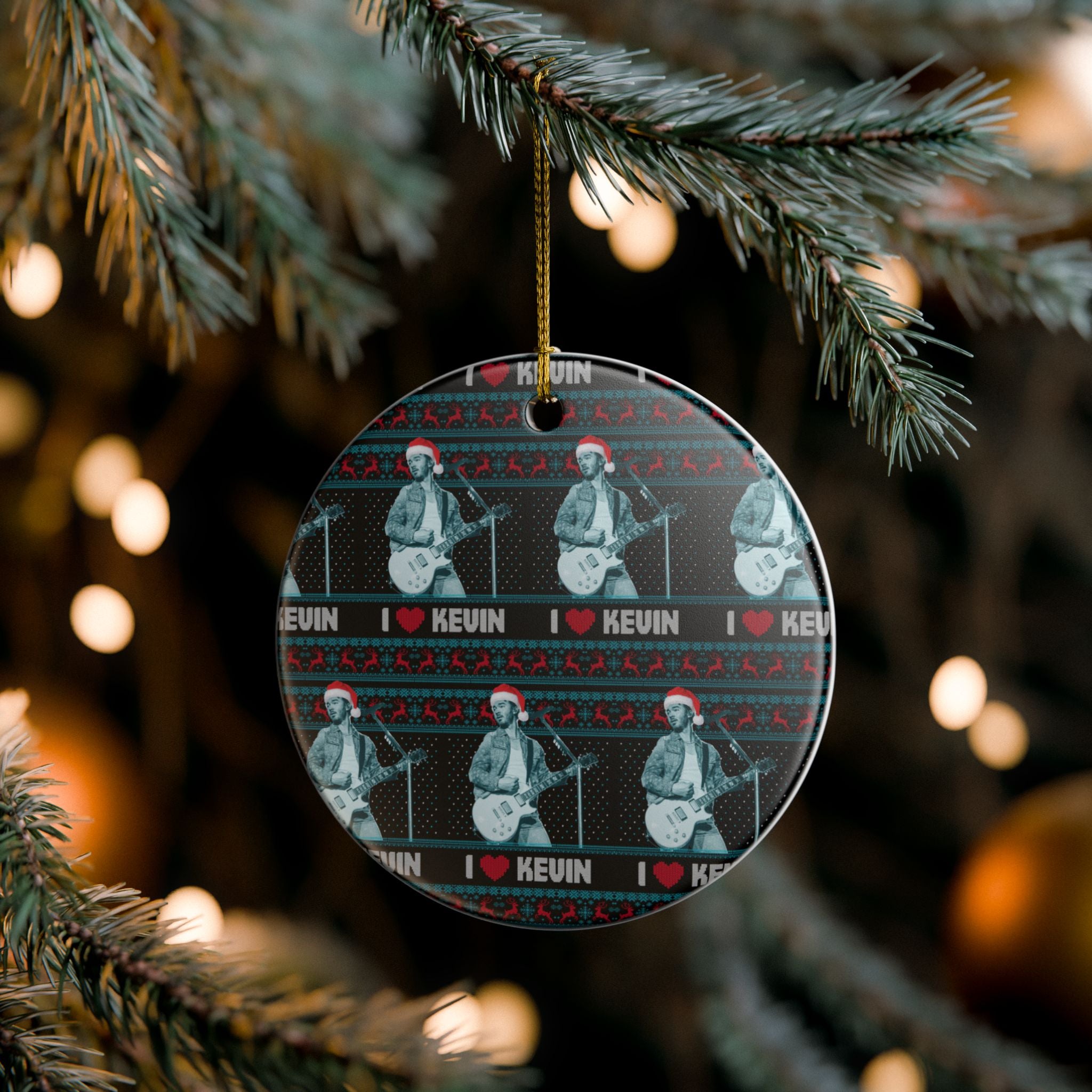 I ❤️ Kevin Christmas sweater Pattern Ornament (1pc), Jonas Brothers Inspired Christmas Decor