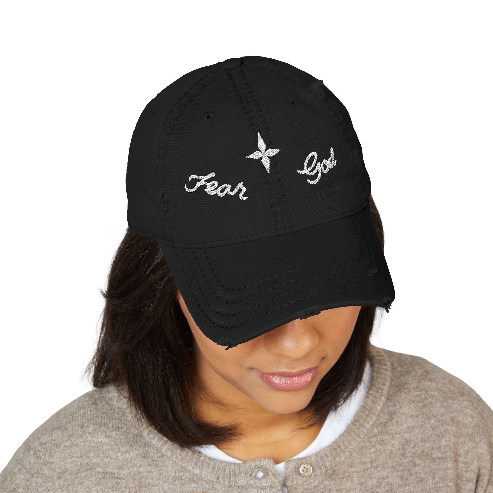 Weezy Inspired Fear God Distressed Dad Hat (Embroidery)