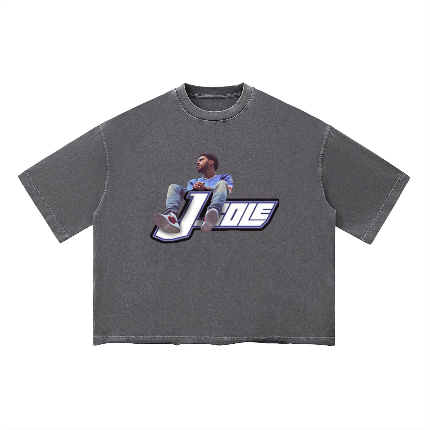 Nostalgic J Cole Inspired Vintage Wash Boxy T-Shirt
