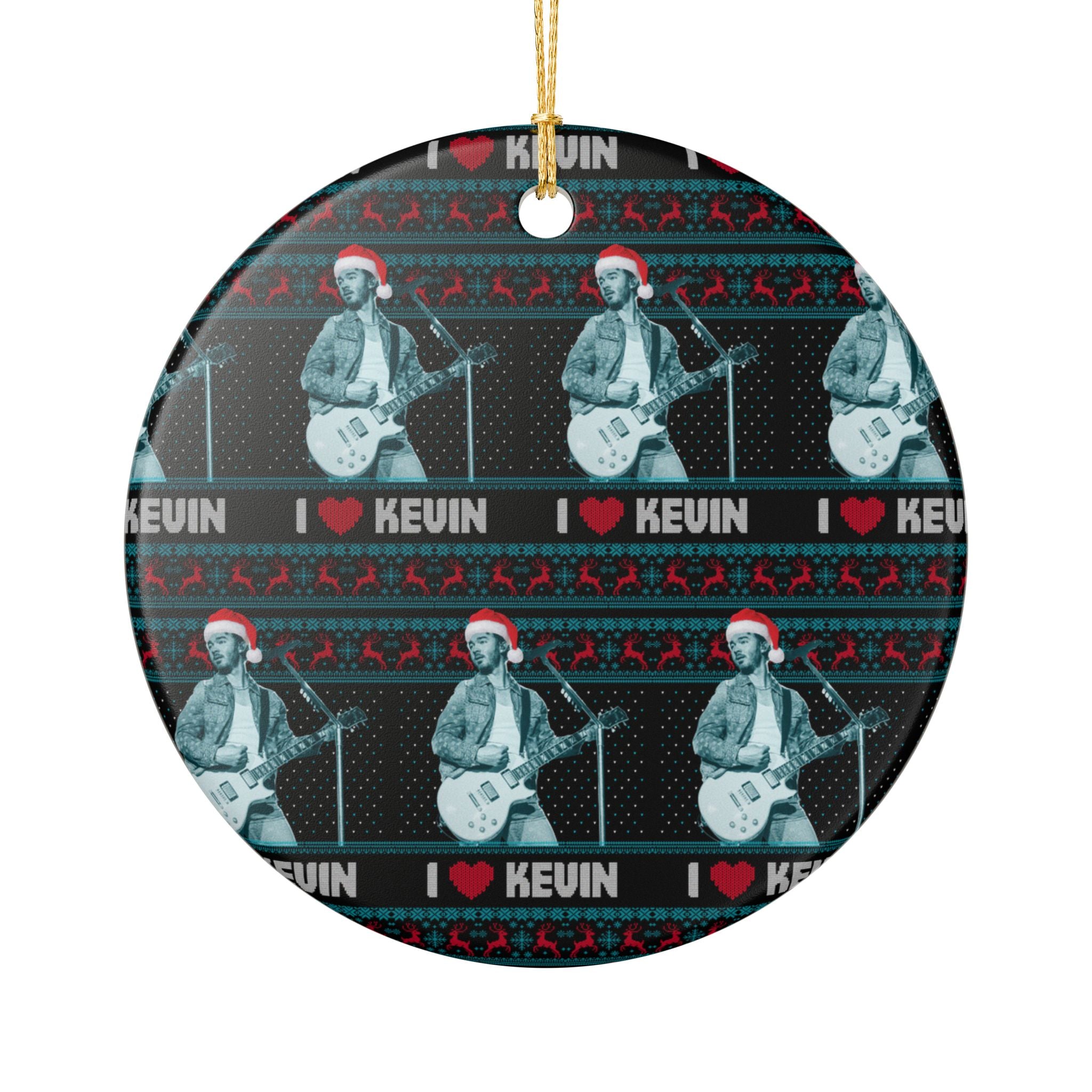 I ❤️ Kevin Christmas sweater Pattern Ornament (1pc), Jonas Brothers Inspired Christmas Decor