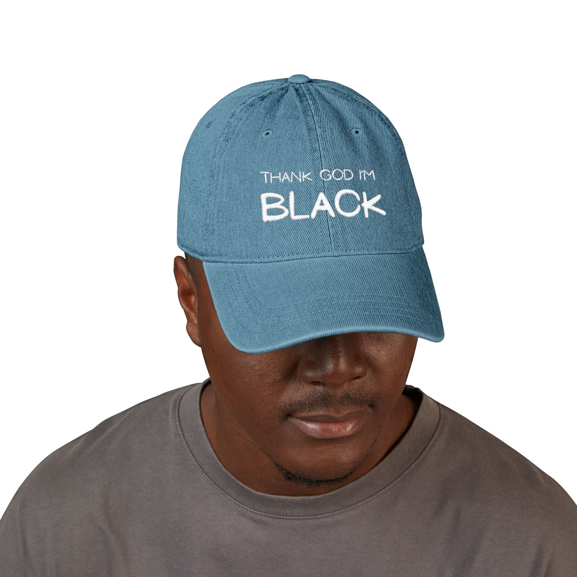 Thank God I'm Black Embroidered Denim Hat
