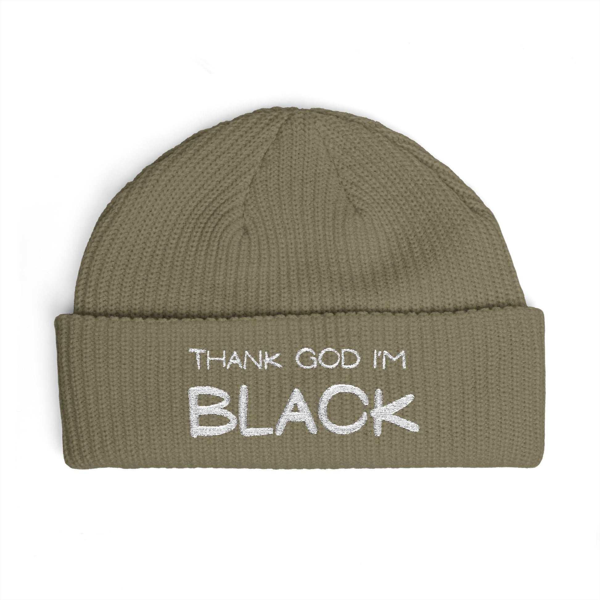 Thank God I'm Black Embroidered Cuff Beanie