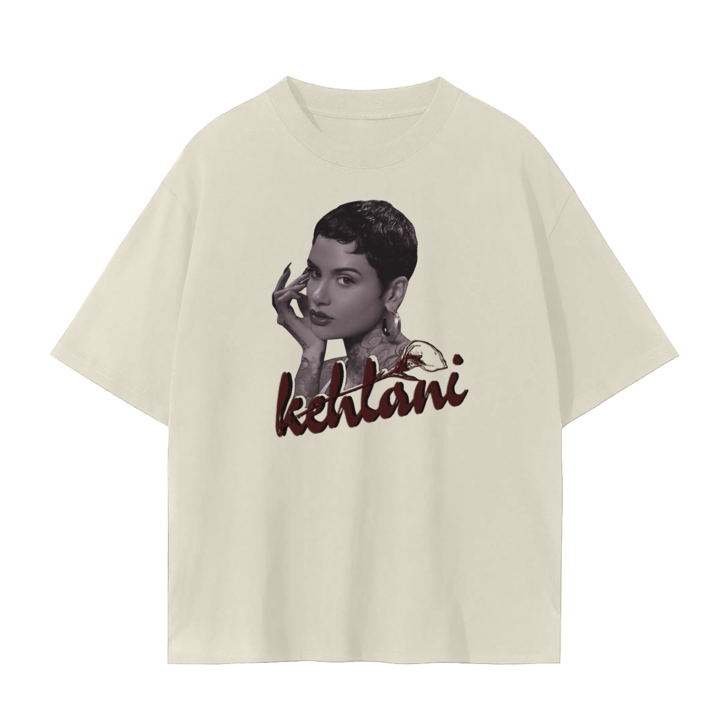 Kehlani Inspired Black Textured Portrait T-Shirt