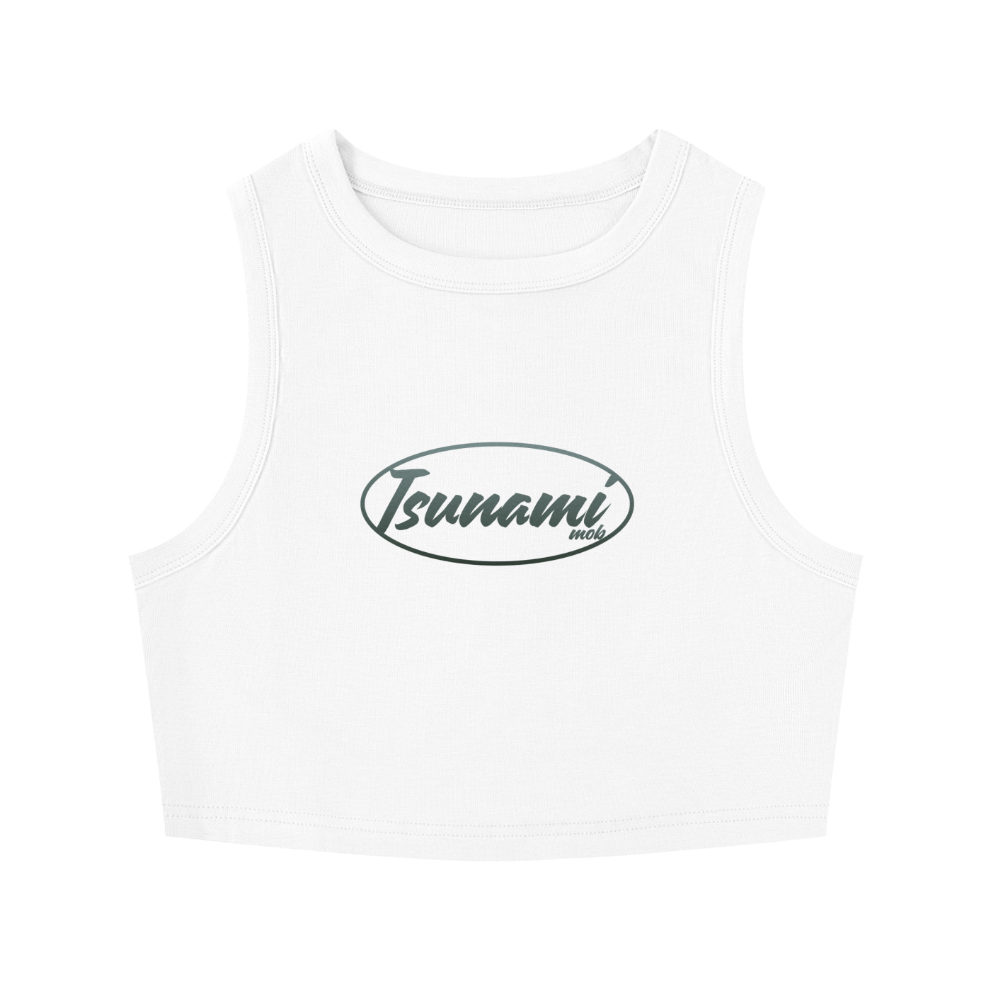 Tsunami Mob Green Gradient Crewneck Crop Tank