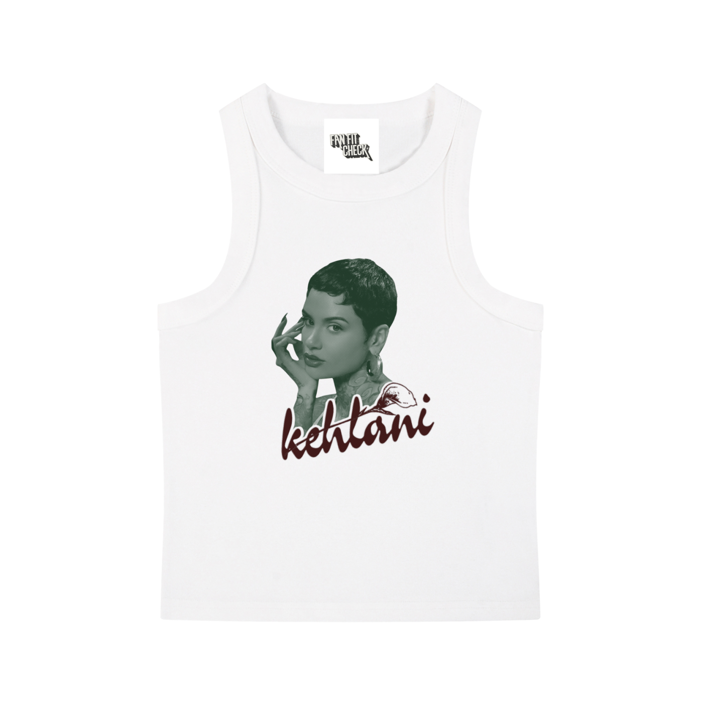 Kehlani Inspired Green/Burgundy Textured Portrait Crop Tank
