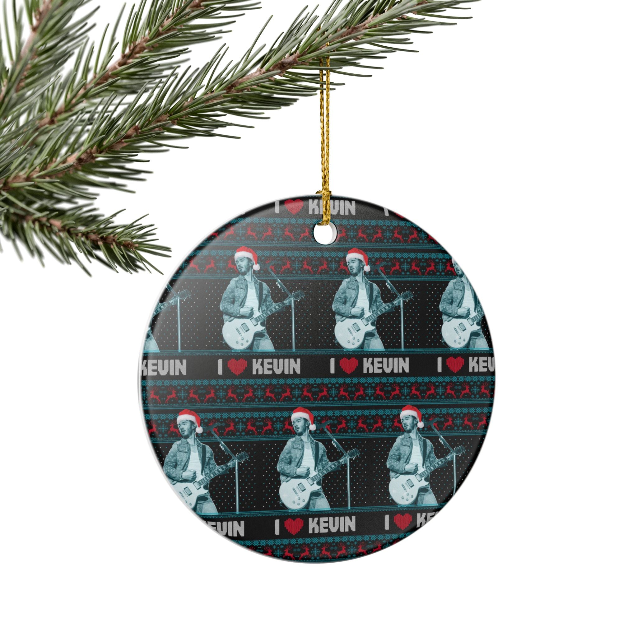 I ❤️ Kevin Christmas sweater Pattern Ornament (1pc), Jonas Brothers Inspired Christmas Decor