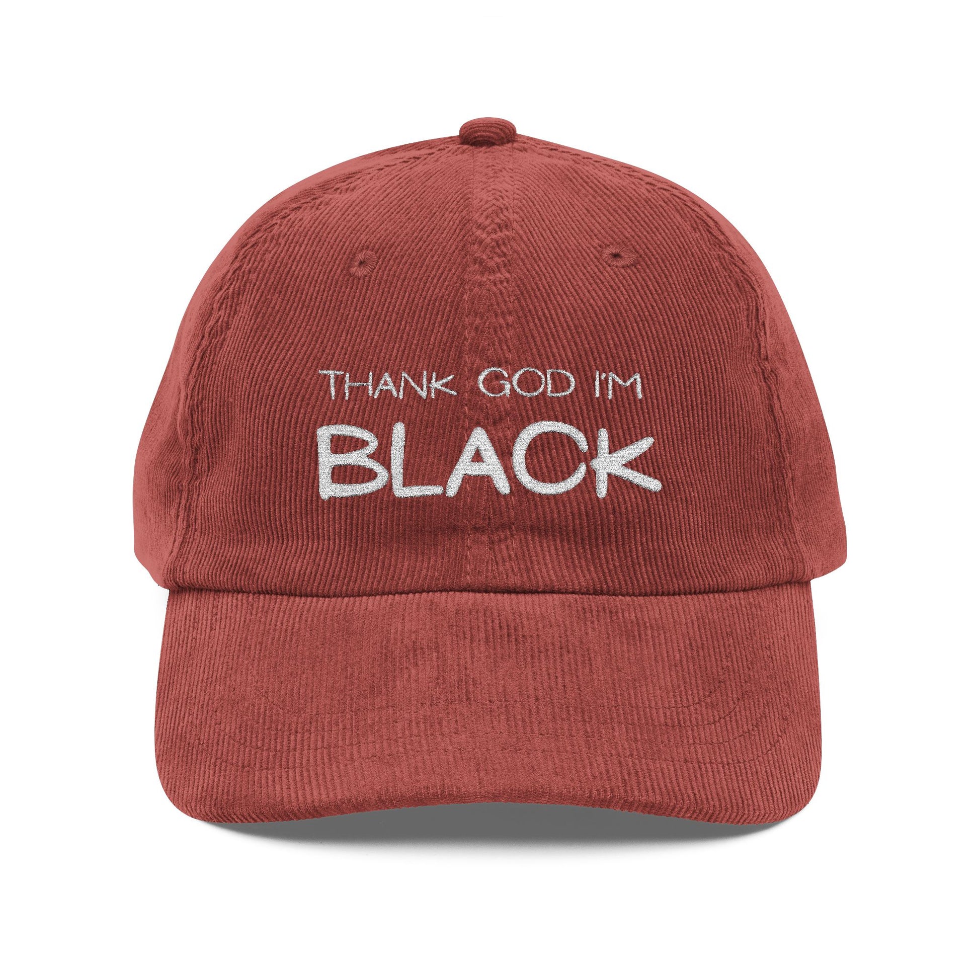 Thank God I'm Black Embroidered Vintage Corduroy Cap