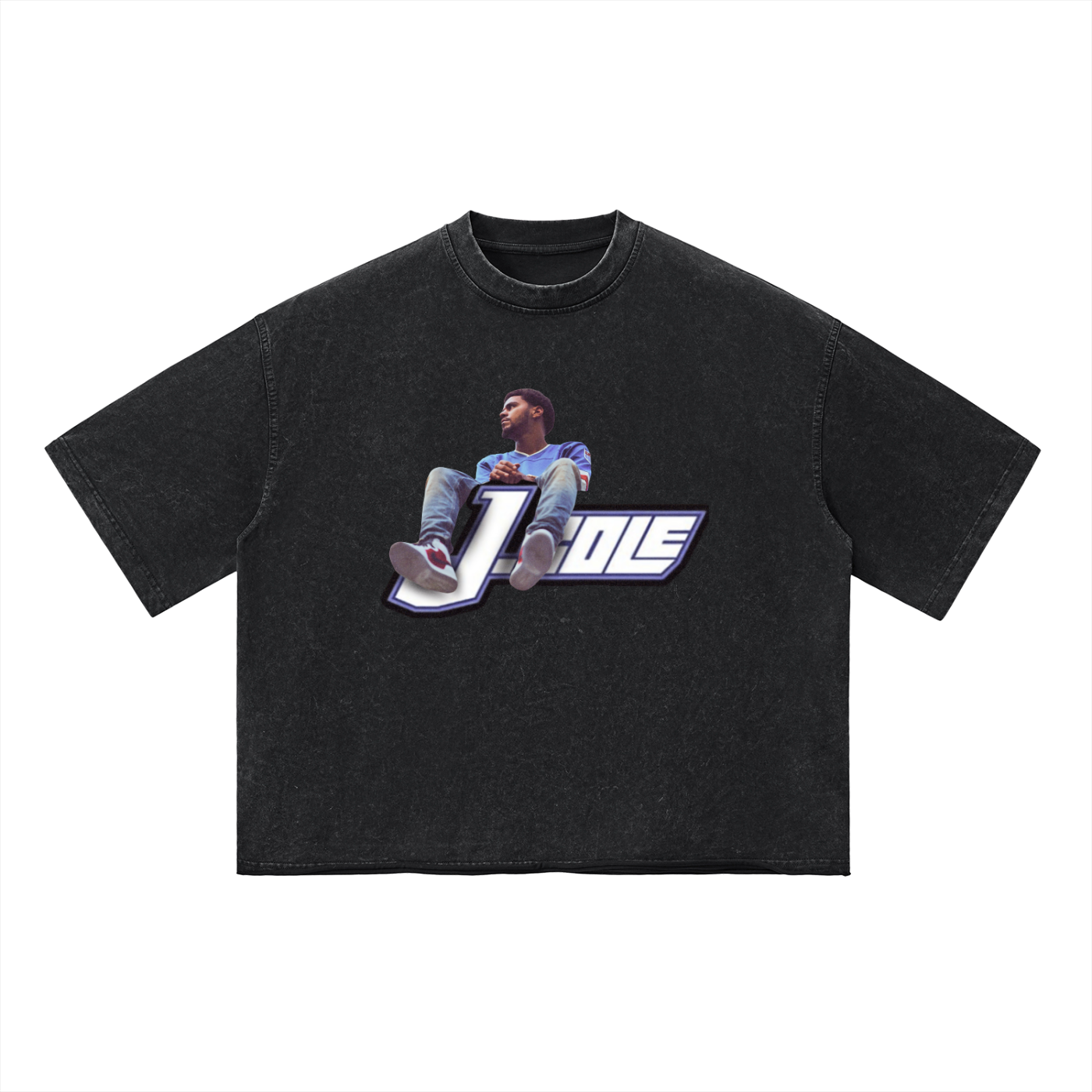 Nostalgic J Cole Inspired Vintage Wash Boxy T-Shirt