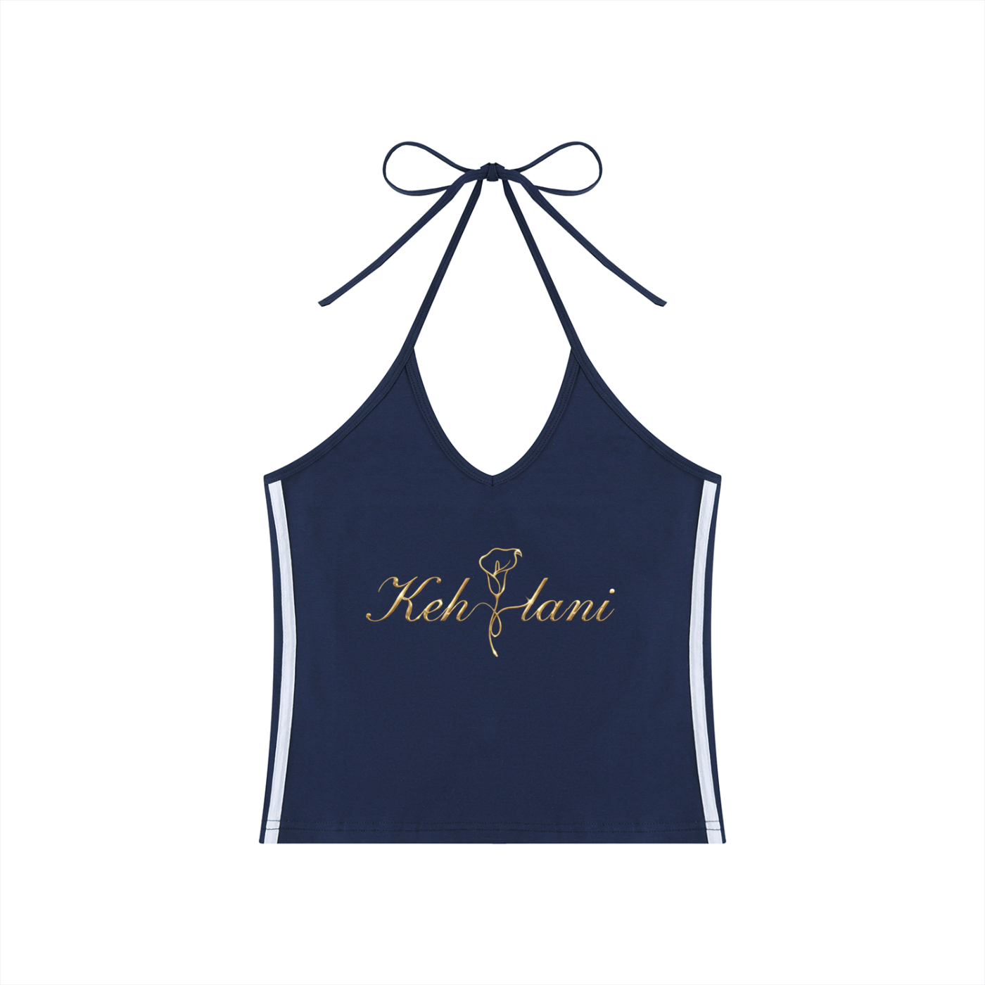 Cursive Kehlani Inspired Color Block Halter Crop Tank Top
