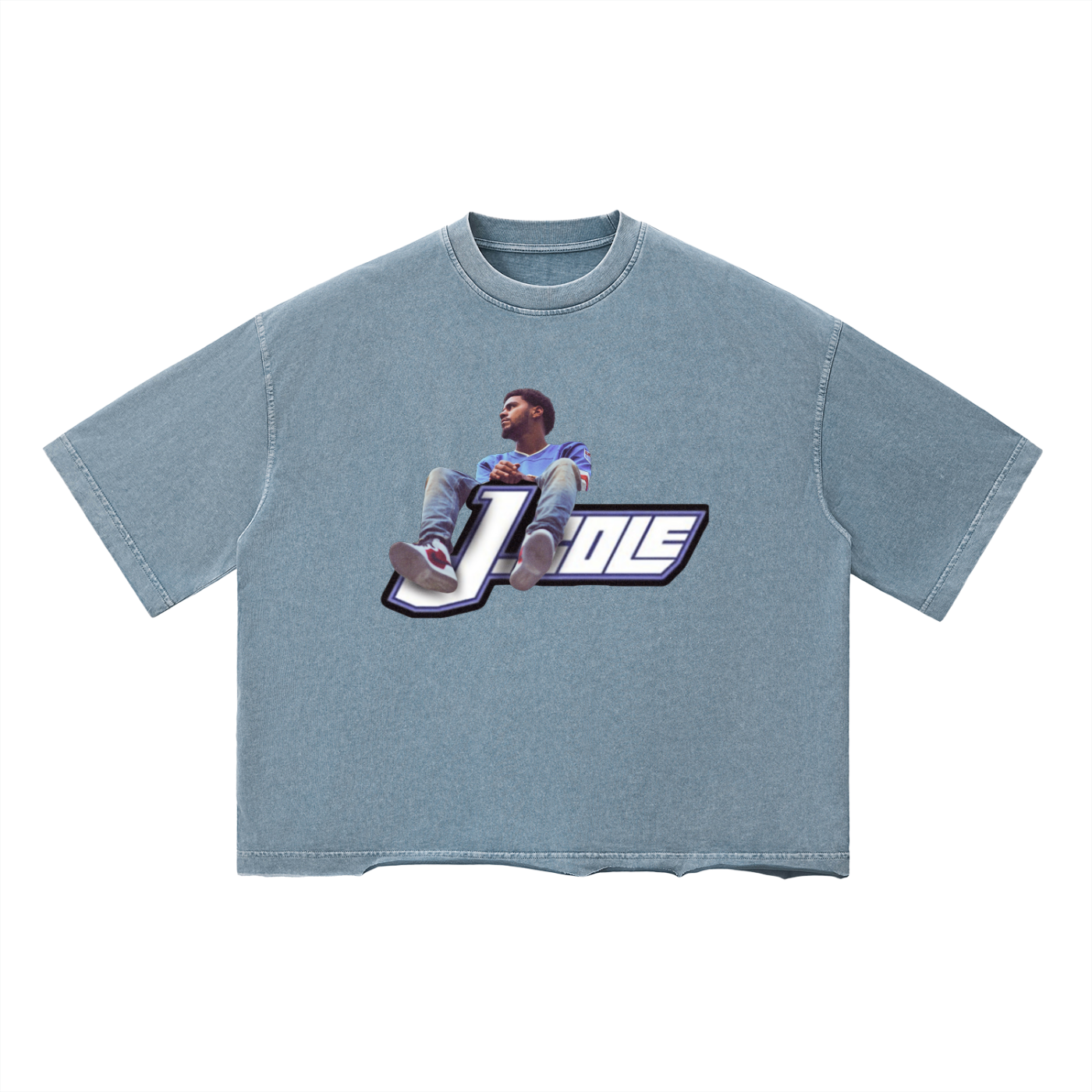 Nostalgic J Cole Inspired Vintage Wash Boxy T-Shirt