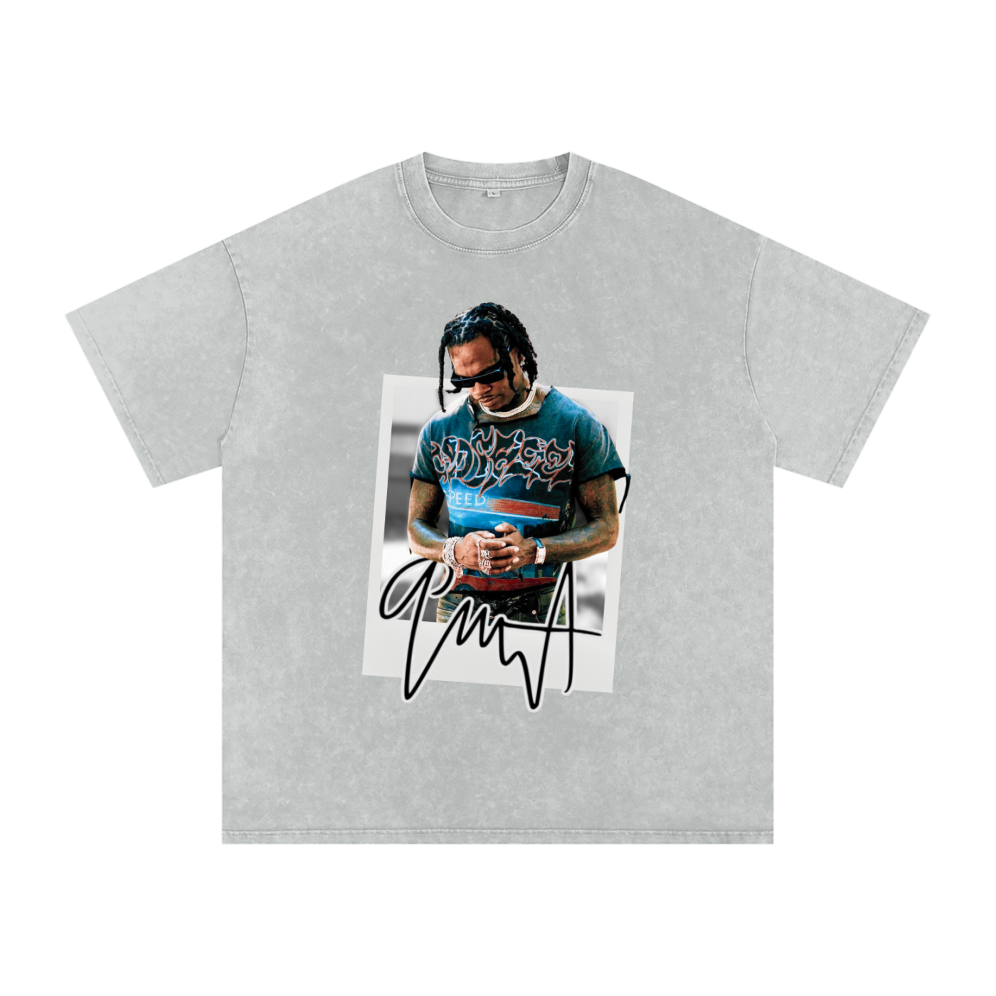 Gunna Inspired Polaroid Washed Oversized T-Shirt