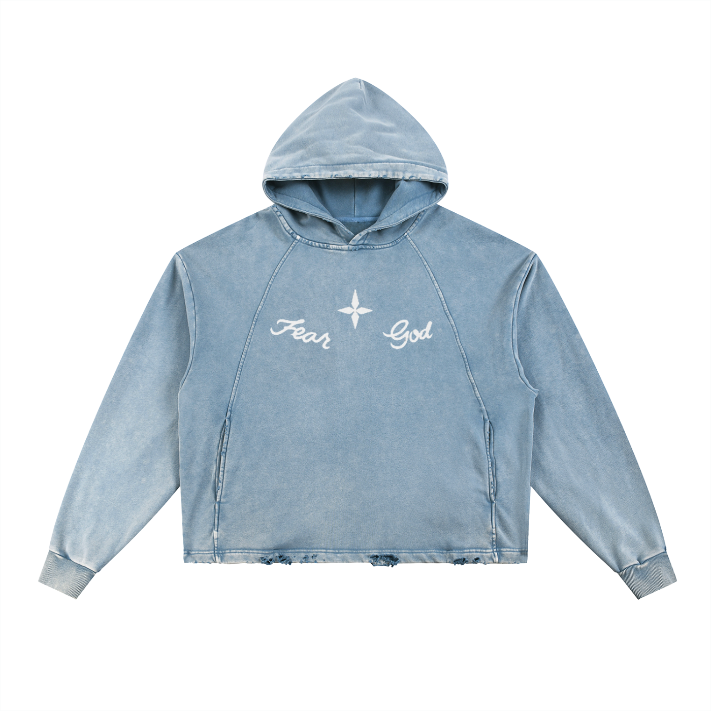 Weezy Inspired Fear God Vintage Frayed-Hem Hoodie