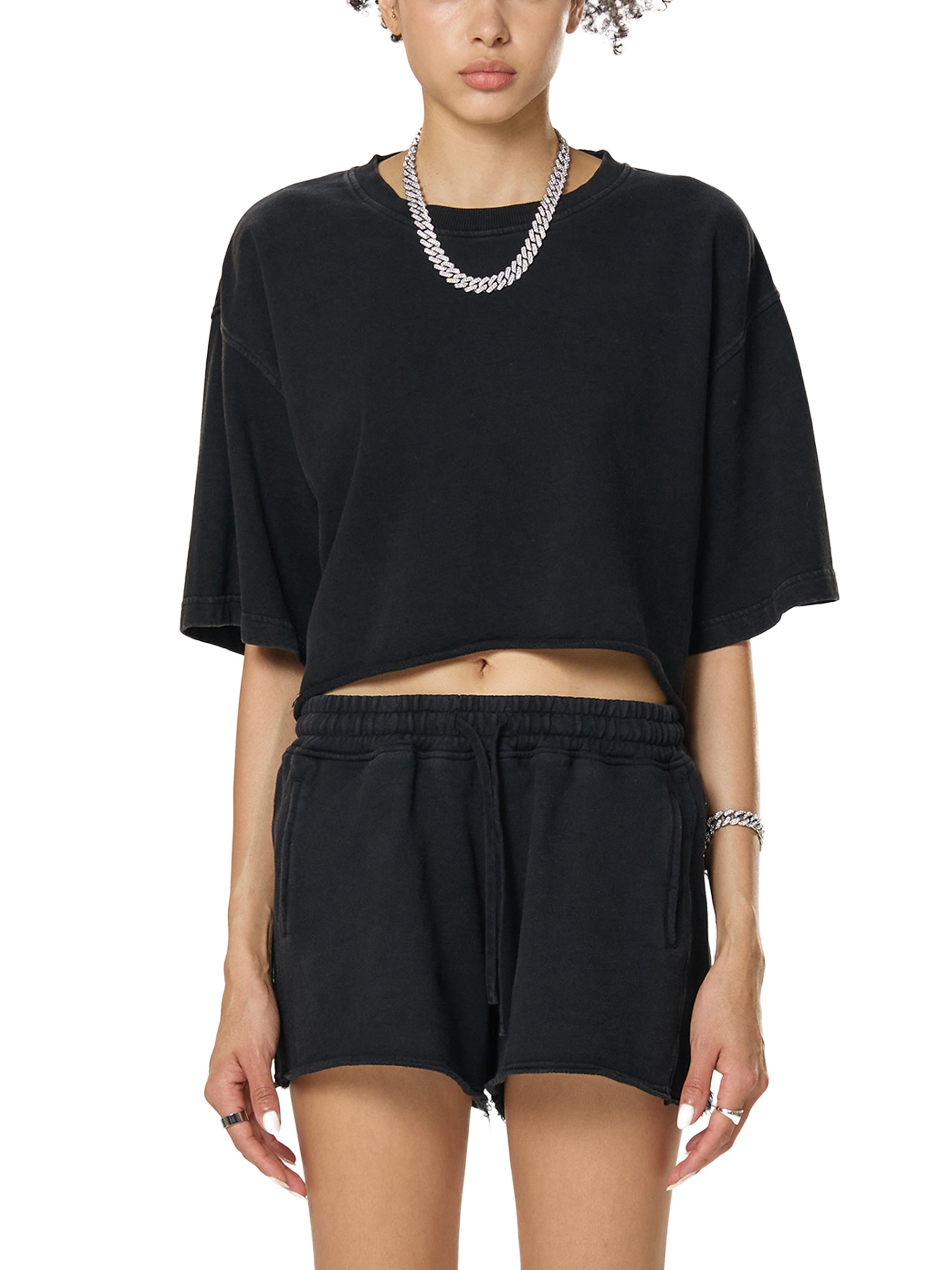 Gunna Inspired Her All Along Washed Raw Edge Crop Top